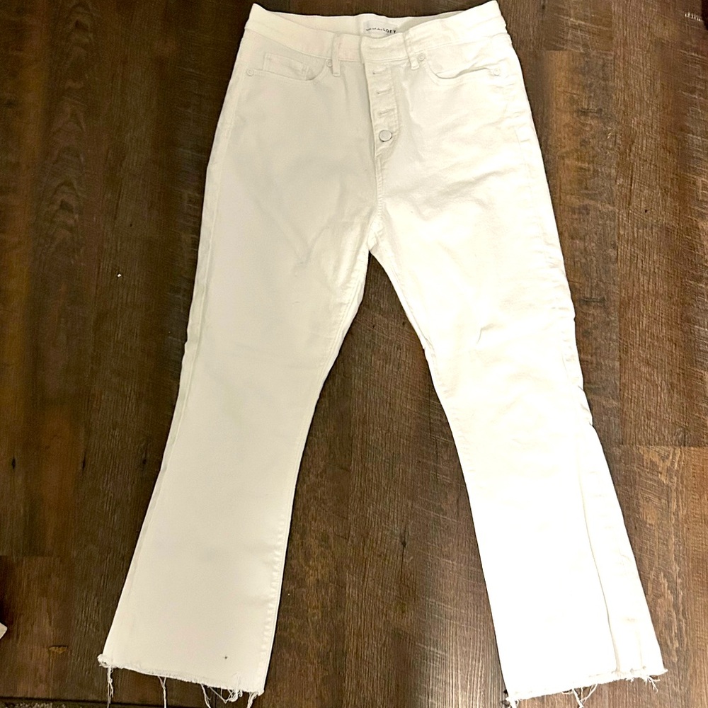 LOFT White Frayed Kick Crop Jeans 29/8